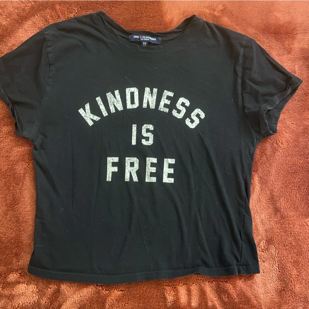 Kindness Is Free Black Cropped Graphic Tee